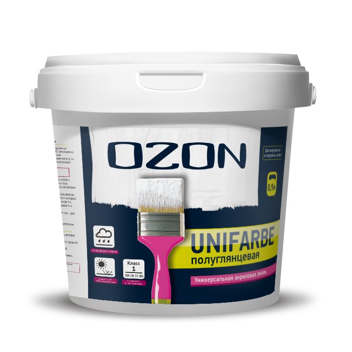 Краска эмалевая для наружных работ по дереву OZON Unifarbe ВД-АК-158С-1,0 С (бесцветная)  обычная